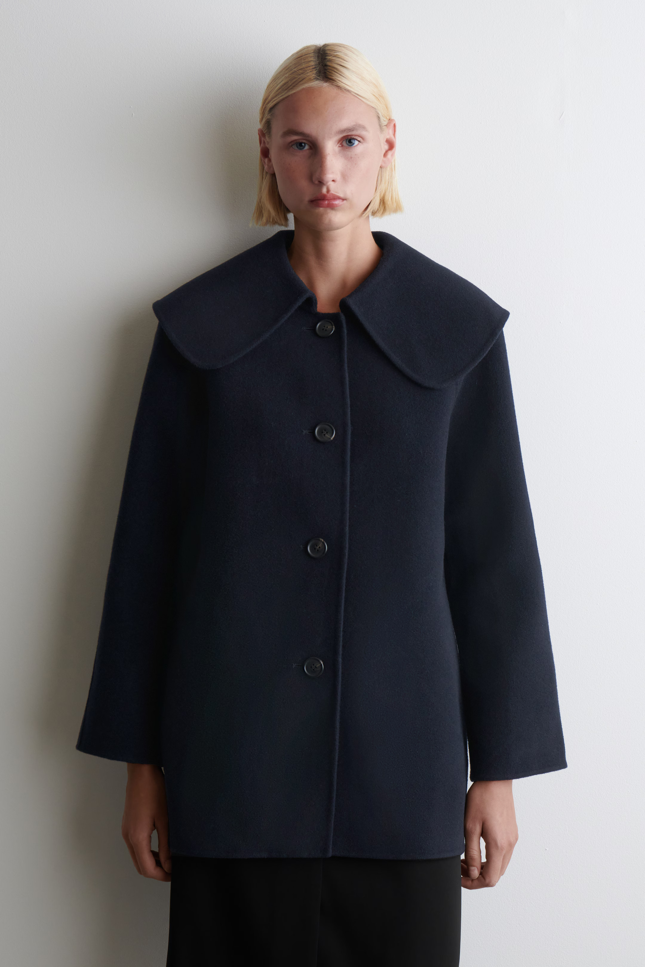 COLLARED DOUBLE-FACED WOOL JACKET - NAVY - Ladies | H&M GB | H&M (UK, MY, IN, SG, PH, TW, HK)