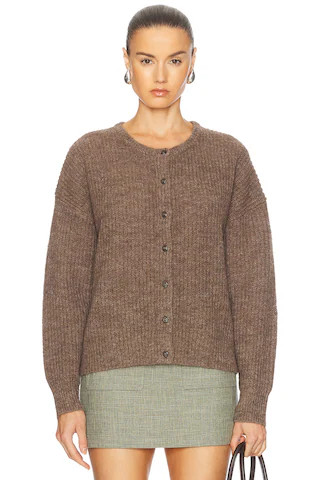 Jenni Kayne Hayes Crewneck Cardigan in Taupe | FWRD 