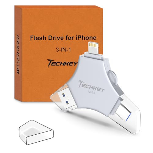 MFi Certified USB 3.0 Flash Drive 128GB for iPhone, 3in1 External Memory Photo Keeper Storage Stick for Picture/Video/Data Saver/Backup, High Speed Thumb/Jump/Hard Drives for iPhone/iPad/Android/PC | Amazon (US)