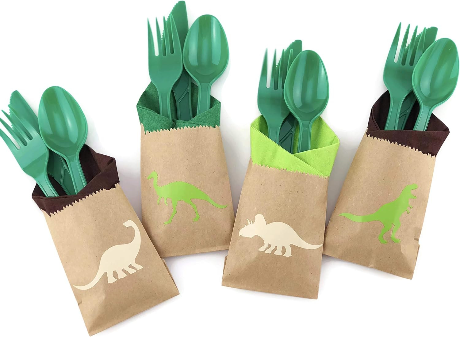 Dinosaur Party Cutlery Set - 24ct Birthday Supplies Favors for Kids Napkin Bags | Amazon (US)