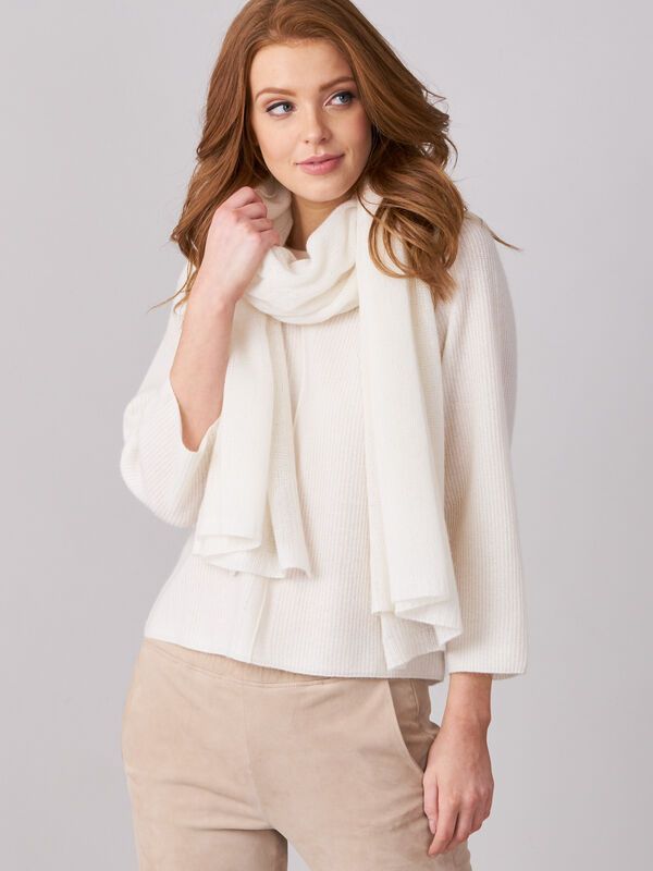 Loose knit organic cashmere scarf with rib details | Repeat Cashmere NL