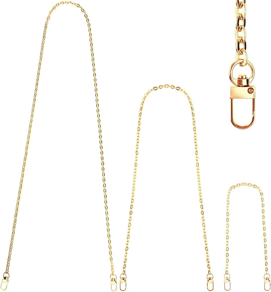 Junkin Replacement Purse Chain Strap Flat Chains Shoulder Straps Purse Link Chains Gold, Classic ... | Amazon (US)