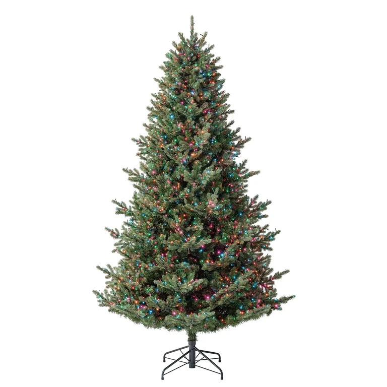 My Texas House 7.5' Pre-Lit Grand Spruce Green Artificial Christmas Tree with LumaDazzle Color-Ch... | Walmart (US)