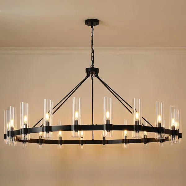 Dhreej 20 - Light 60''Glass LED Wagon Wheel Chandelier | Wayfair North America