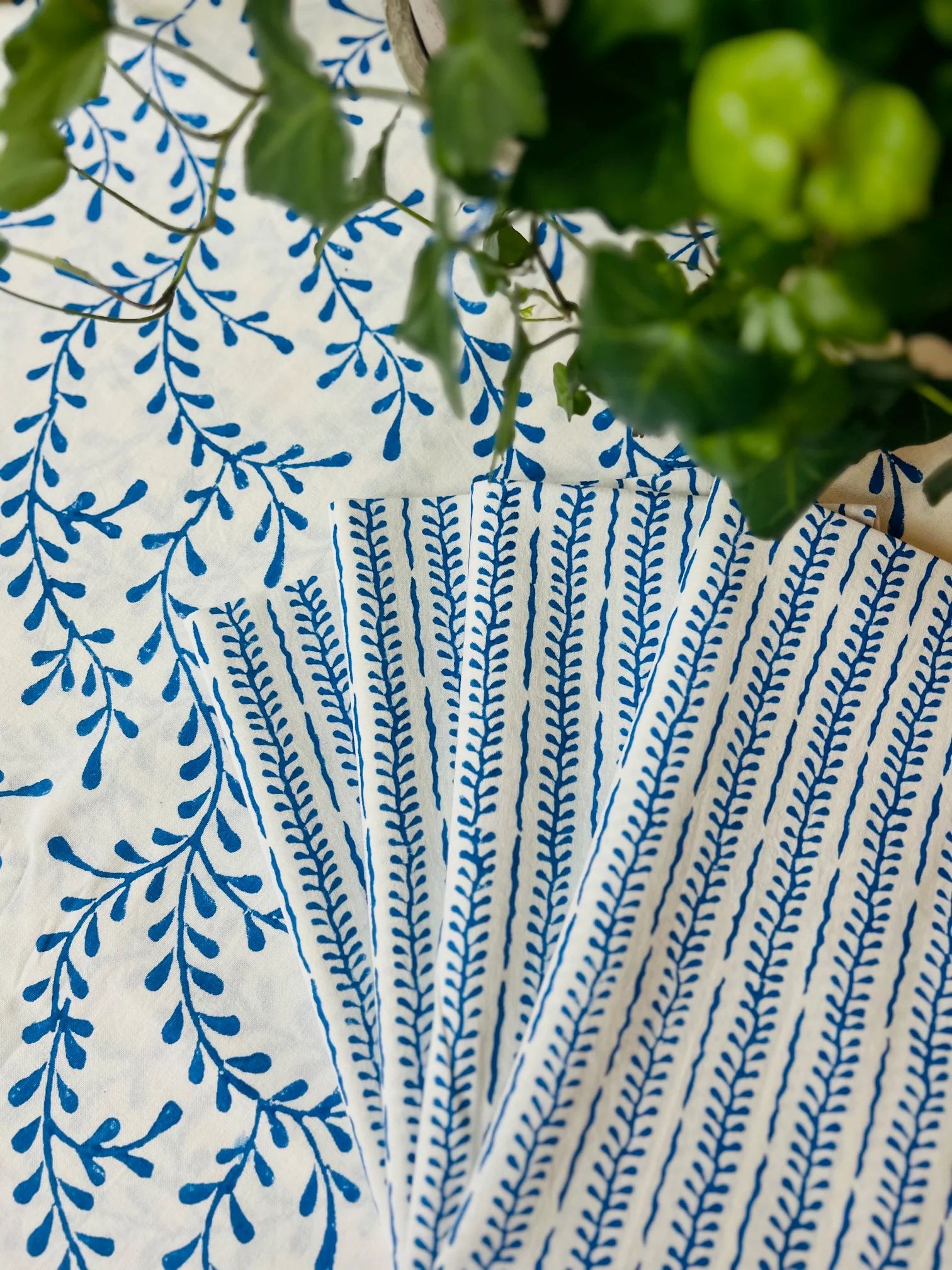 Winding Vines Tablecloth in Egyptian Blue | Christina Dickson Home