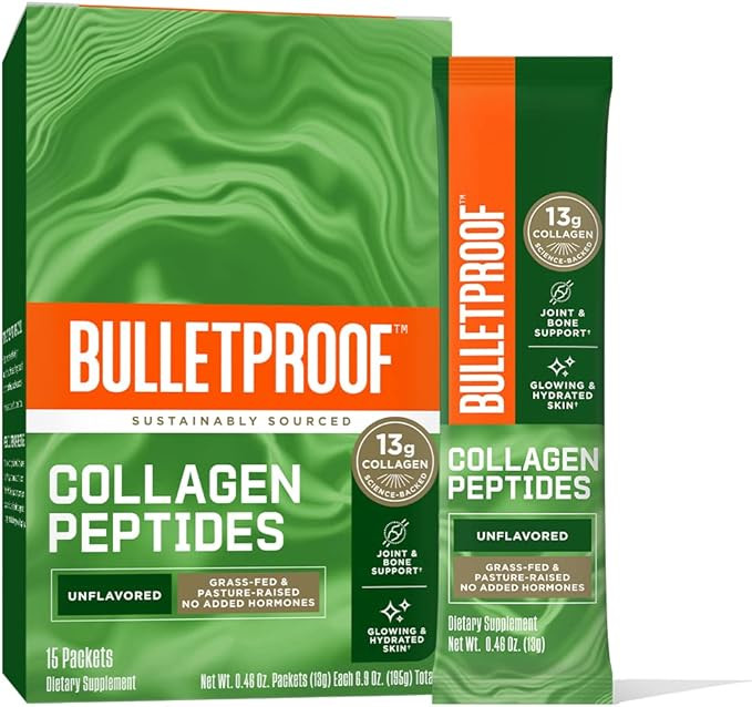 Bulletproof Unflavored Collagen Peptides Powder Packets, Pack of 15, Grass-Fed Collagen Protein a... | Amazon (US)