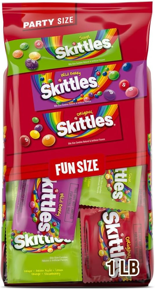 Wrigley's Skittles Fun Size Original, Wild Berry, and Sour Chewy Individually Wrapped Stocking St... | Amazon (US)