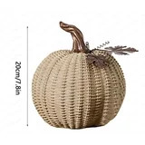 7.8 Inch Artificial Fake Pumpkin, Fall Pumpkin Decor Faux Resin Basket-Weave Stacked Pumpkin with... | Walmart (US)