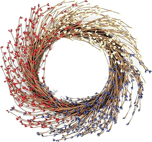 HomeKaren Patriotic Wreath 20 inch, Fourth of July Wreath for Front Door, Red White Blue Wreaths ... | Amazon (US)