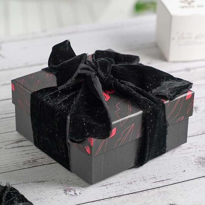 MEEDEE Black Velvet Ribbon 3 Inch Black Velvet Ribbon Fringe Velvet Ribbon Raw Edge Silk Velvet R... | Amazon (US)