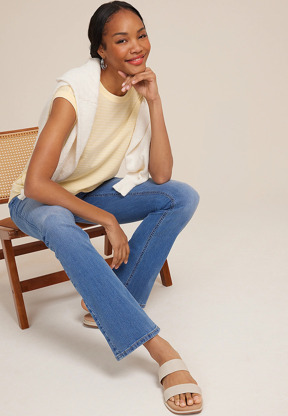 24/7 Austin Striped Knot Hem Short Sleeve Tee | Maurices