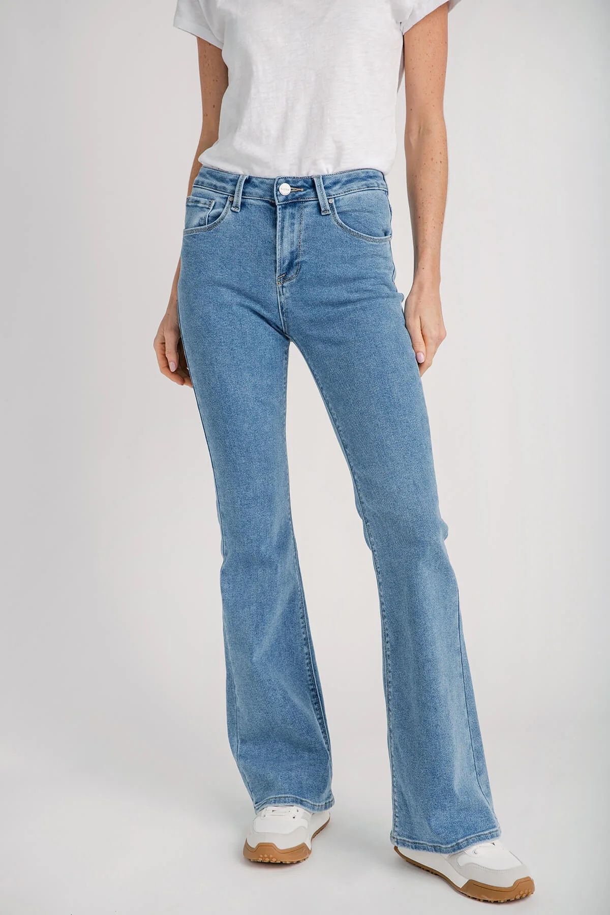 Risen Olivia High Rise Flare Jeans | Social Threads