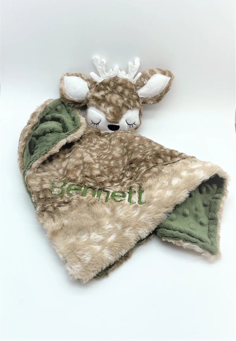 Deer Lovey Security Blanket, Super Soft and Snuggable Buck Lovie, Unique Baby Boy Gift, Personali... | Etsy (US)