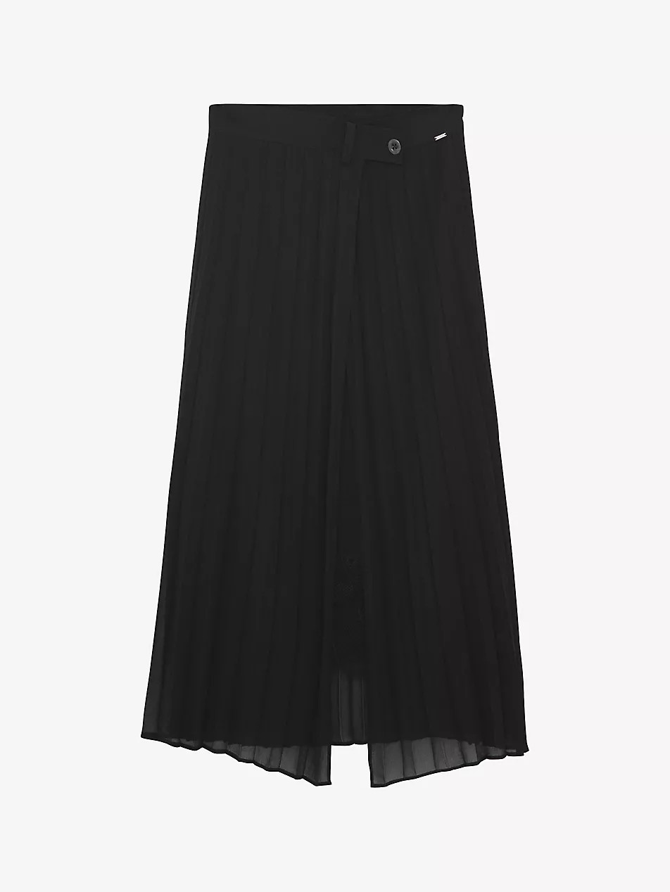 Pleated asymmetric-woven woven maxi skirt | Selfridges