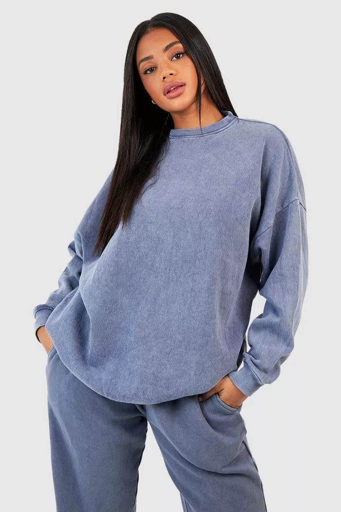 Garment Dyed Oversized Sweatshirt | Boohoo.com (UK & IE)