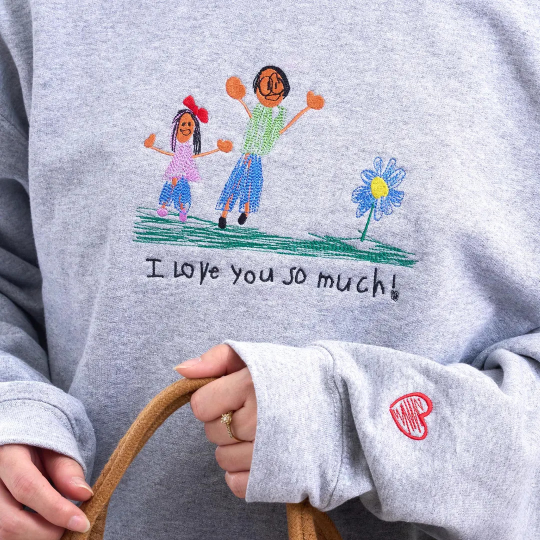 Custom Kids Photo Drawing Sweatshirt - Photo Embroidered Sweatshirt - Kids Art Sweatshirt - Drawi... | Etsy (Global)