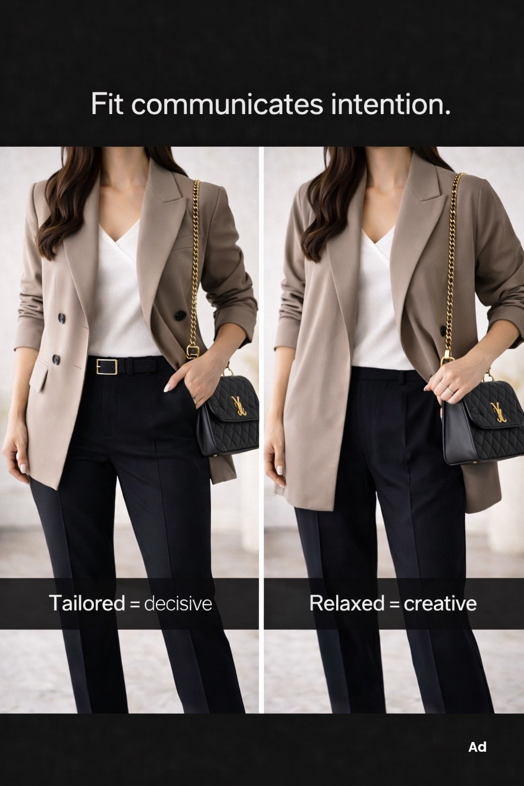 Fit communicates intention.
Tailored reads decisive.
Relaxed reads creative.

Same outfit. Different signal.

If your look feels “off,” check the fit before you buy something new.
Style is alignment — not more clothes.
@Macys 
@amazonfindsandfashion 