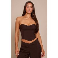Brown Tailored Foldover Bust Bandeau Top | PrettyLittleThing UK