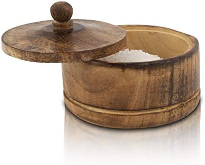 Decorative Rustic Wooden Sugar Bowl With Lid Wide Mouth Candy Treat Jar Spice Jar Holder Condiment N | Amazon (US)