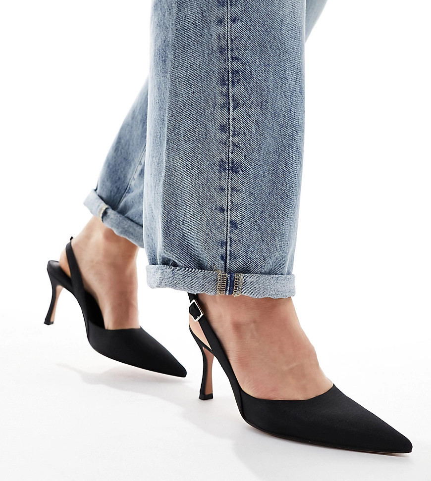 ASOS DESIGN Wide Fit Samber 2 slingback stiletto heels in black | ASOS (Global)