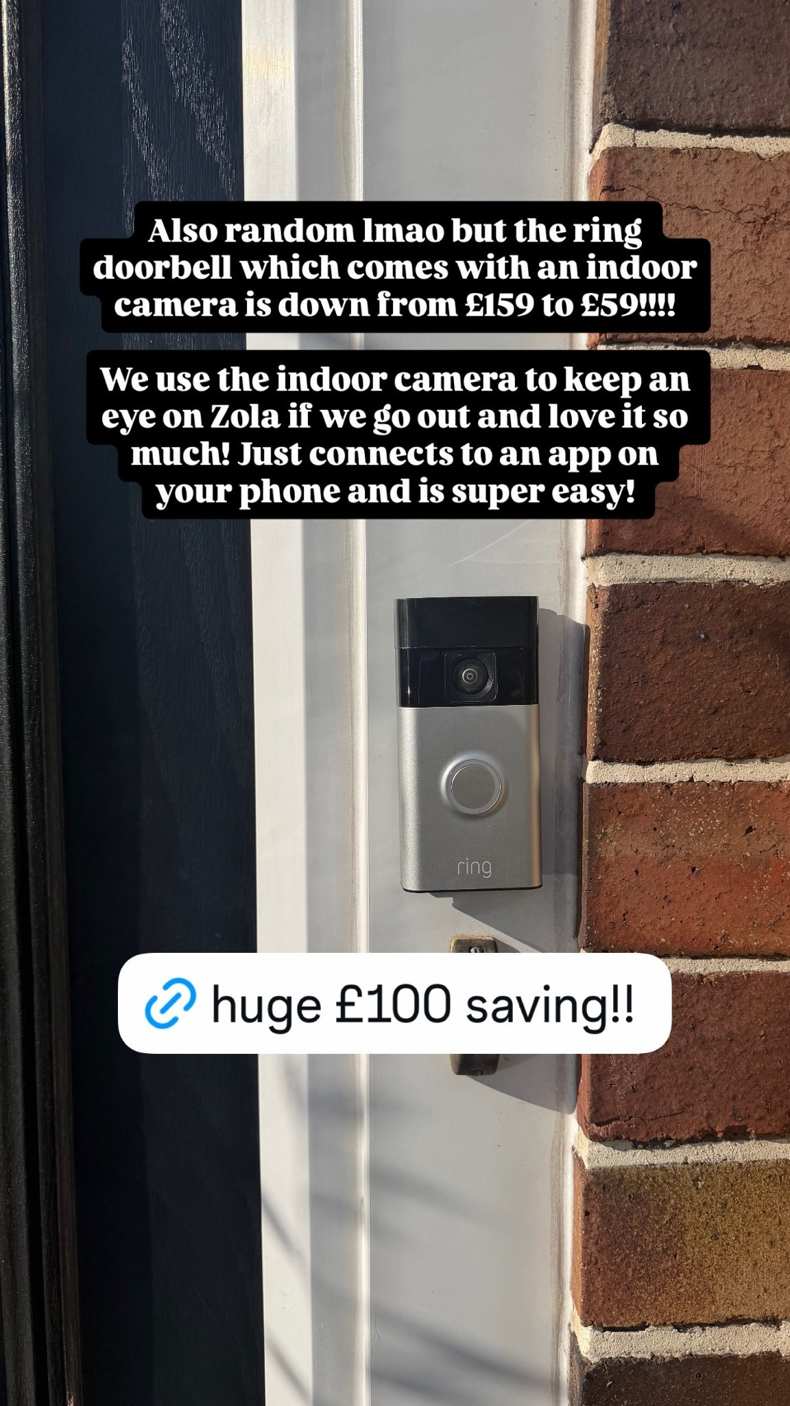 Ring doorbell and indoor camera set - £100 off!
