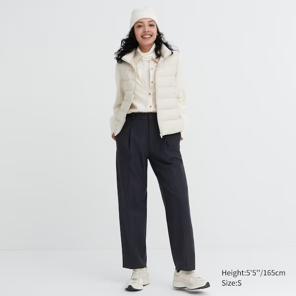 HEATTECH Pleated Tapered Pants (Stripe) | UNIQLO (US)