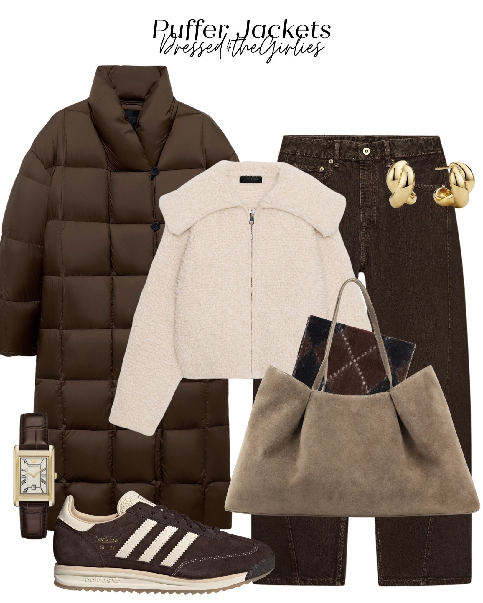 Puffer jacket outfits🤎

Tags: brown puffer coat, brown puffer jacket, cream knit jumper, brown jeans outfit, beige shoulder bag, brown adidas trainers, autumn workwear, fall casual outfit 

#LTKuk #LTKworkwear #LTKwinter