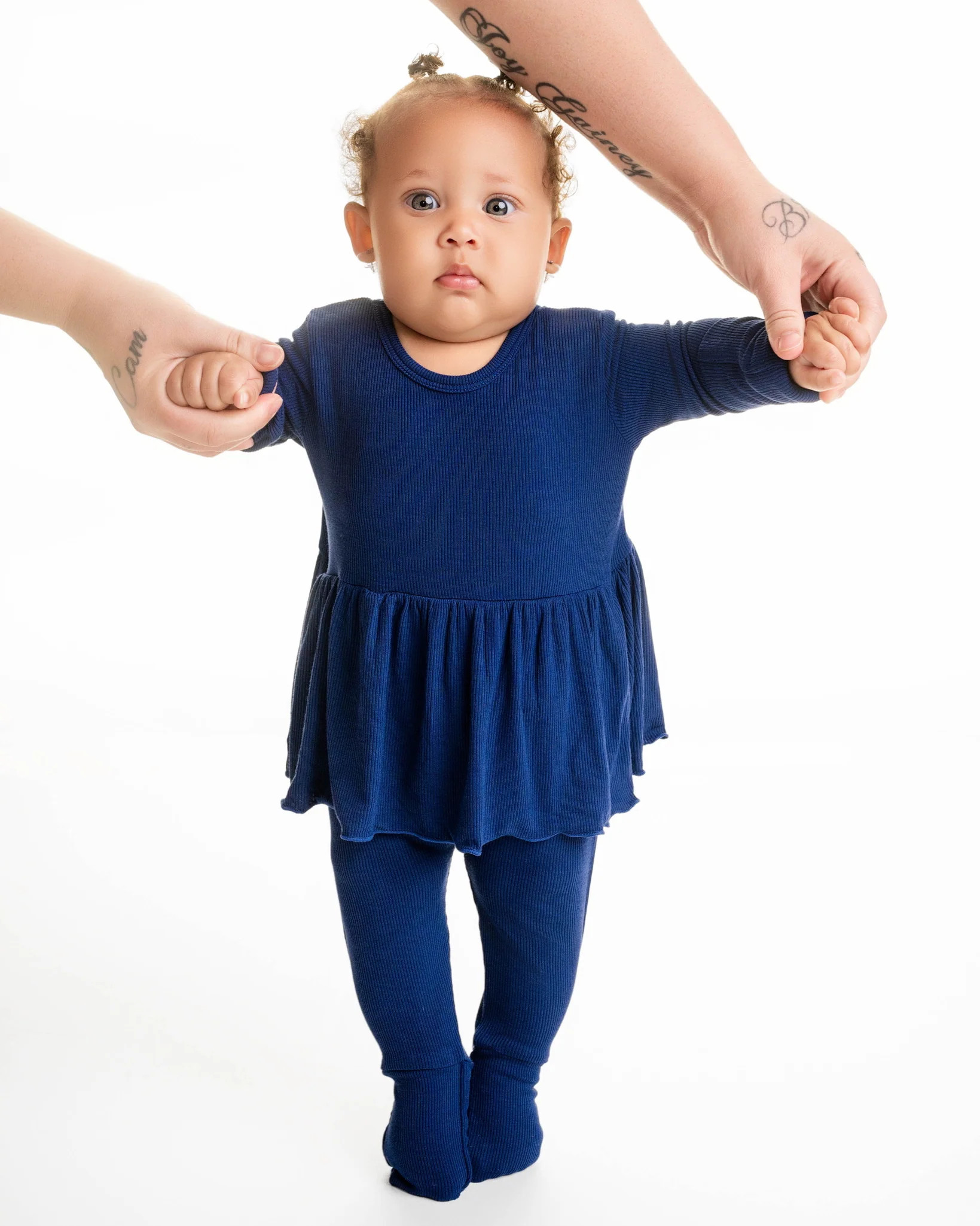 Reversible Opening Ready Set Romper® Twirl in Ribbed Into the Blue | Ready Set Romper ®