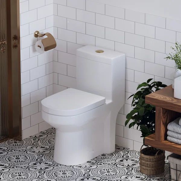 Nia 1.28 GPF Round Dual-Flush Floor Mounted One-Piece Toilet (Seat Included) | Wayfair North America