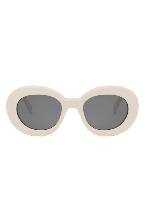 CELINE Triomphe 53mm Round Sunglasses in Ivory /Smoke at Nordstrom | Nordstrom