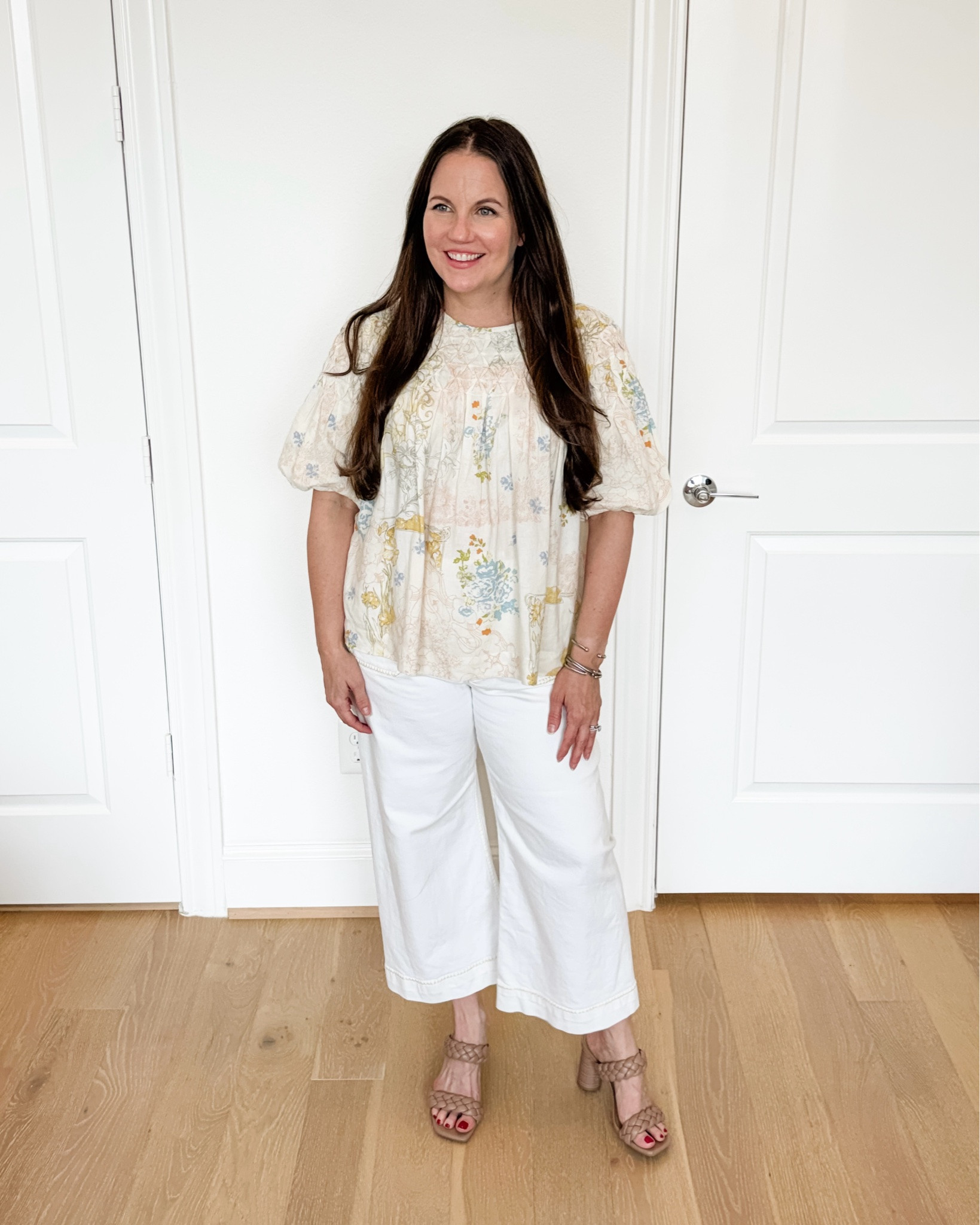 This floral puff-sleeve top is such a pretty way to dress up white wide-leg pants. A simple, feminine combination that works for summer outfits, casual workwear, date night, vacation outfits, and everyday mom style. The neutral color palette makes this outfit easy to wear now and transition into early fall with a lightweight cardigan or blazer.


summer outfit, white pants outfit, floral top, wide-leg pants, mom style, casual chic outfit, vacation outfit, summer work outfit, date night outfit, elevated casual style, warm weather outfit

#LTKootd #LTKPetite #LTKOver40