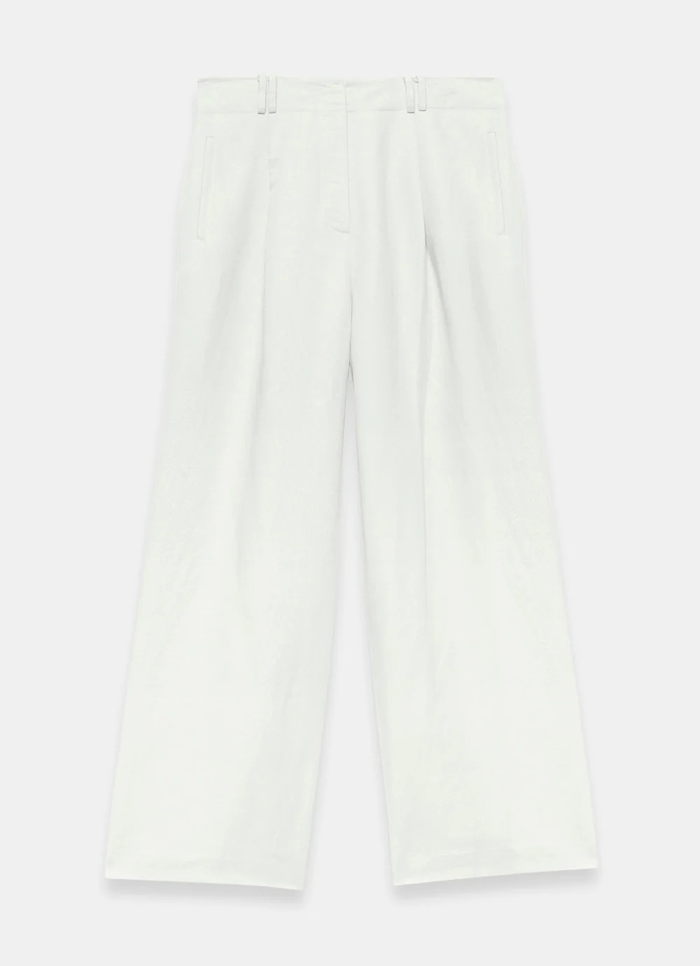 Cream Linen Blend Pleated Wide Leg Trousers | Mint Velvet