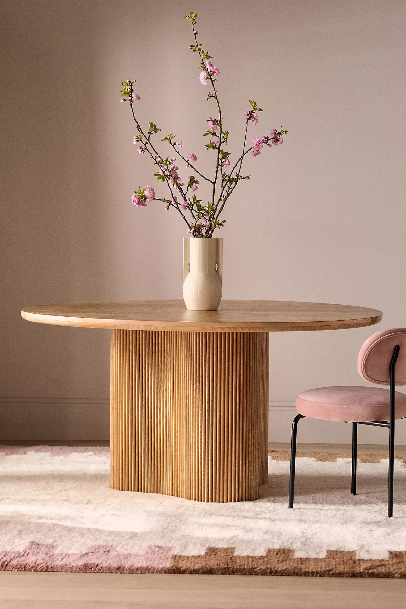 Scout Round Fluted Pedestal Burl Wood Dining Table | Anthropologie (US)