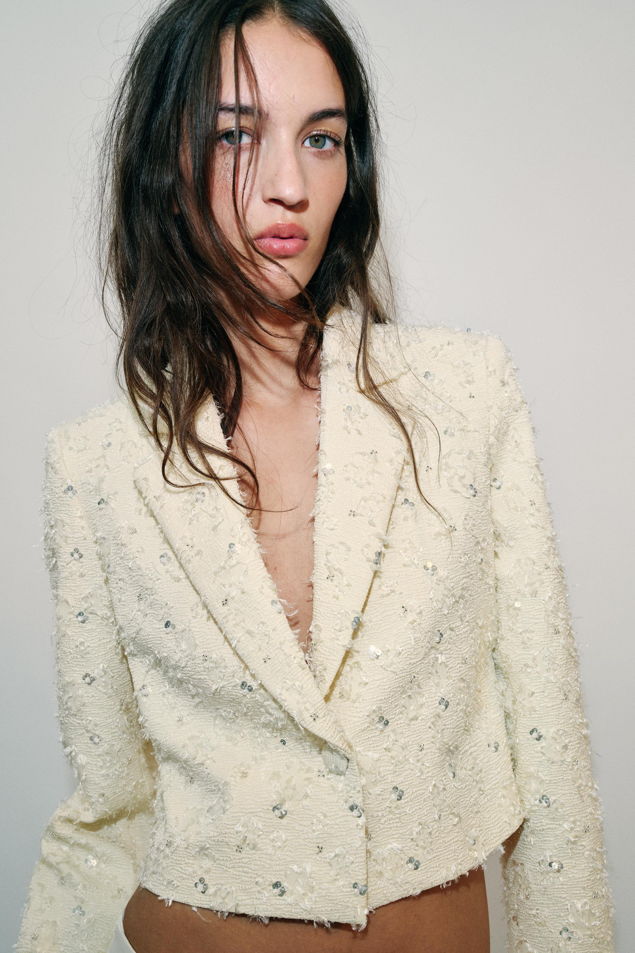 EMBELLISHED FRINGED CROPPED BLAZER | Zara US