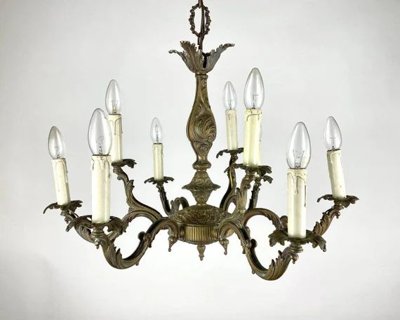 Stunning Brass Ceiling Chandelier From Belgium, 1960s | Pendant Lighting For 9 Bulbs | Vintage Fo... | Etsy (US)