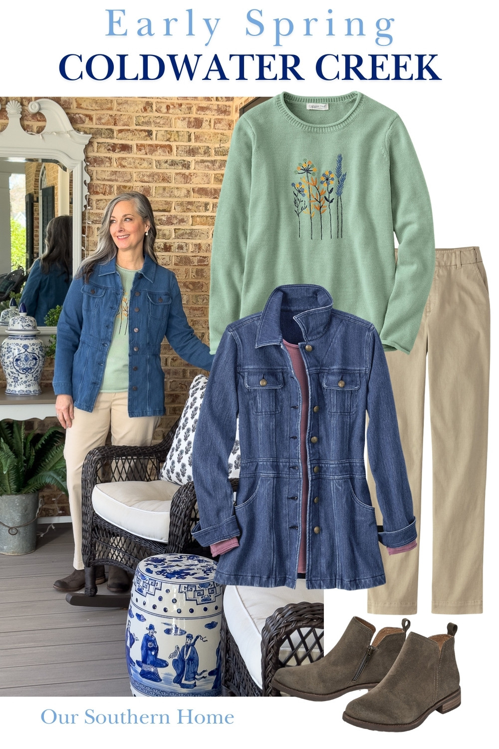 Hello, spring! These Coldwater Creek pieces are the perfect transition into spring and beyond! The chinos have a hidden stretch waist. This is my second color in the jacket! The stretch in the jacket makes it my go-to for travel. It’s that good! Multiple colorways in the chinos and jacket! #SpringwithColdwaterCreek

Chinos: I sized up 1 and went with a petite in the length. 
Jacket: TTS small
Sweater: TTS in small
Waterproof Booties: TTS 

 

#LTKSeasonal #LTKOver40 #LTKStyleTip