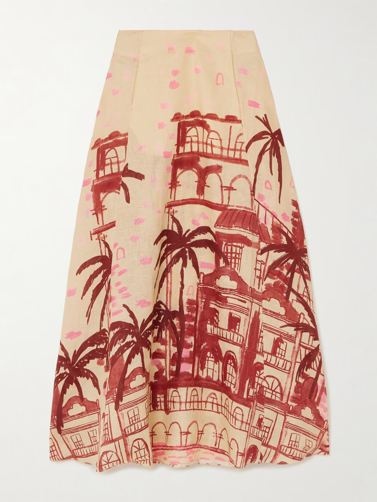Johanna Ortiz - Steps Of Joy Printed Linen Midi Skirt - Neutrals | NET-A-PORTER (US)