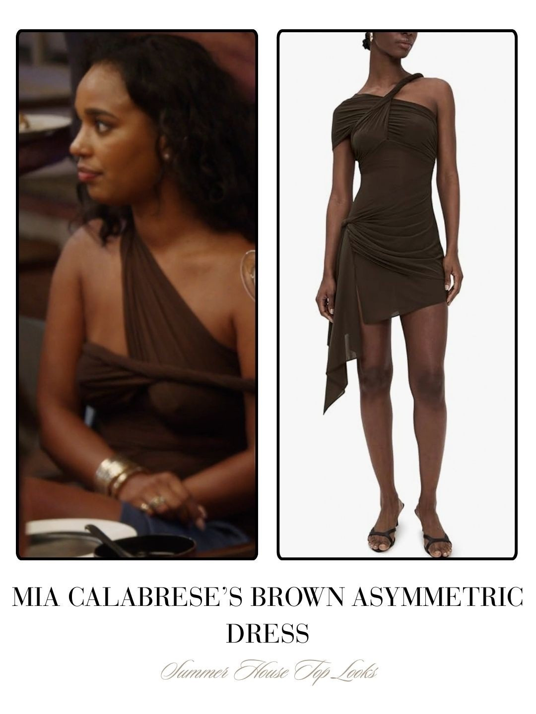 Mia Calabrese’s Brown Asymmetric Dress