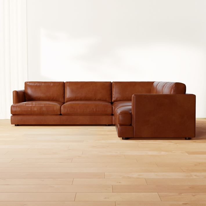 Haven Leather 3-Piece L-Shaped Sectional (106") | West Elm (US)