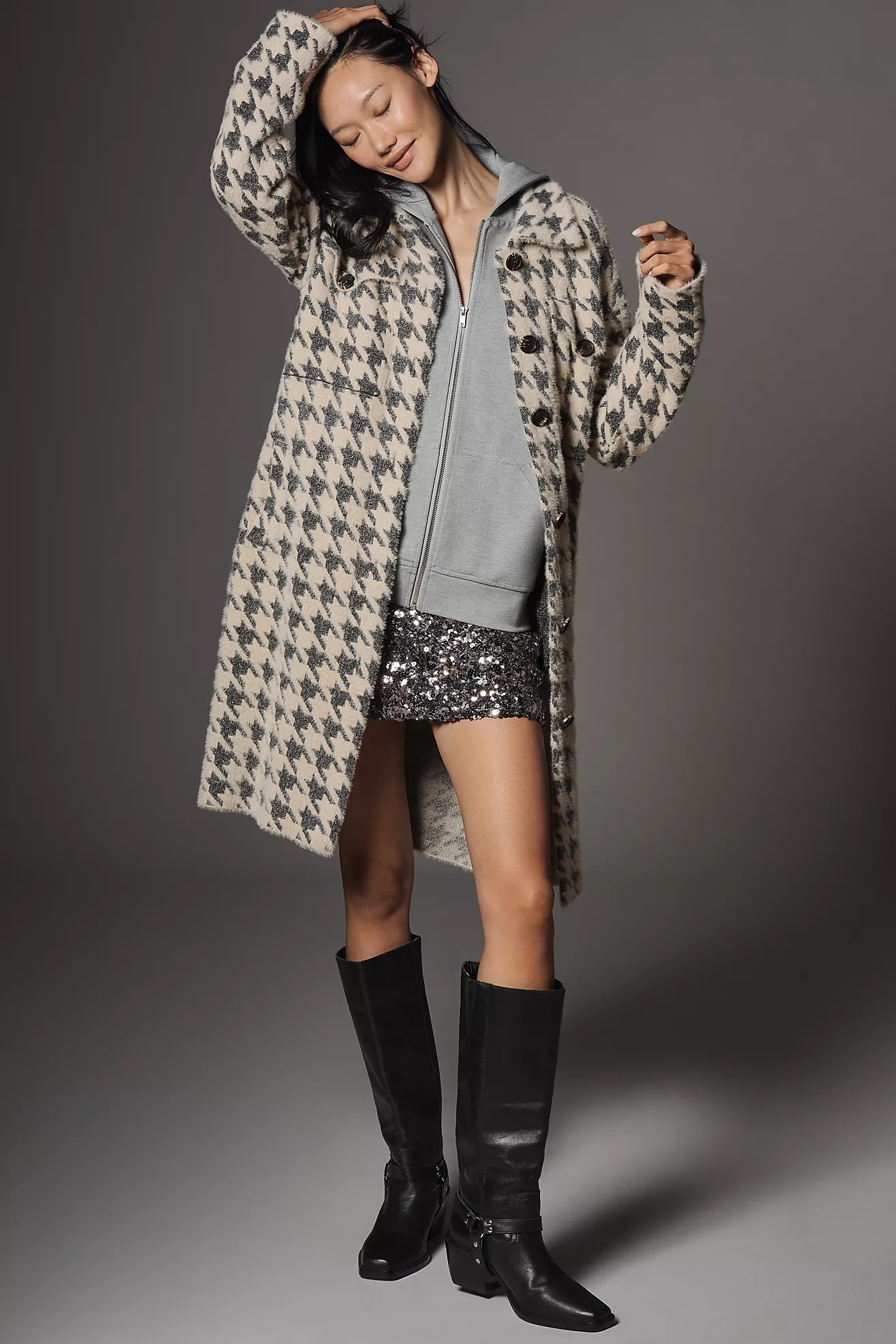 NVLT Houndstooth Knit Jacket | Anthropologie (US)