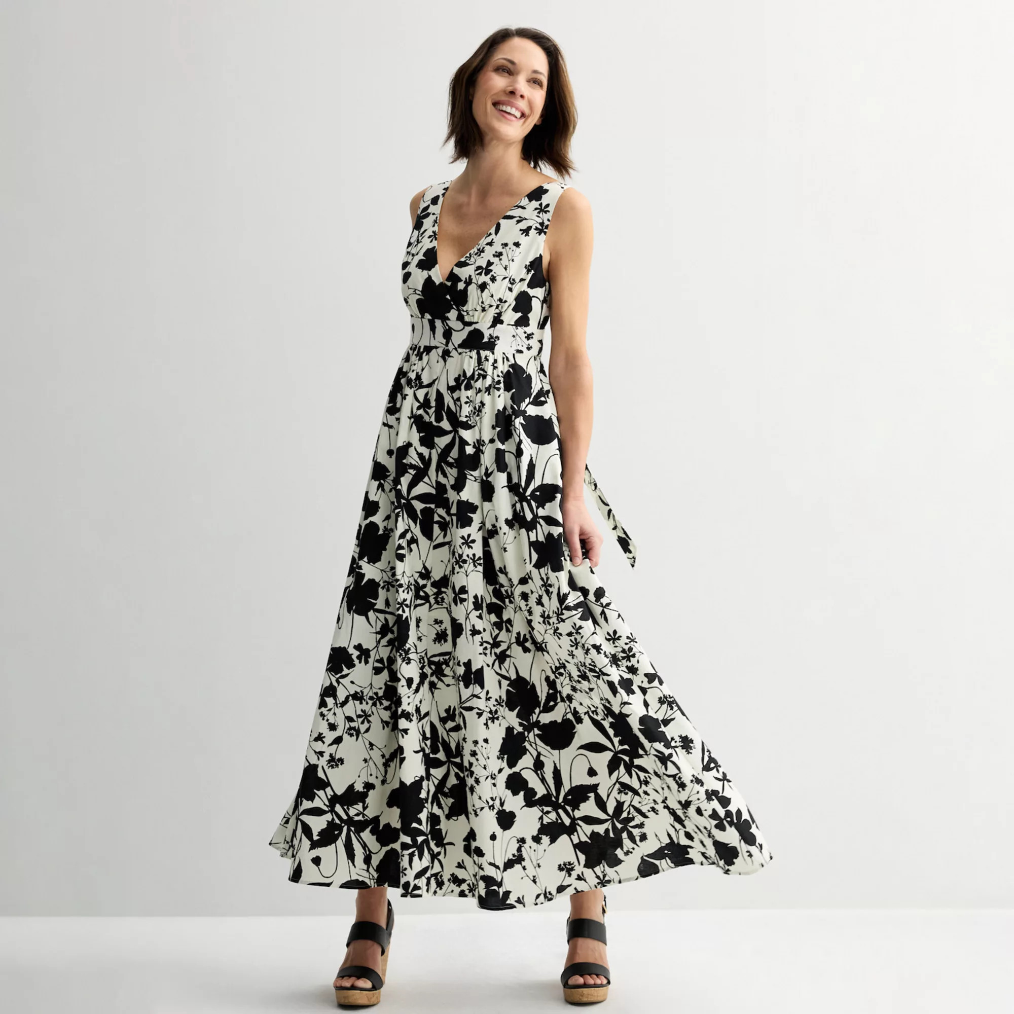 Women's Laurel Grey Floral V-Neck Maxi Dress | Kohl's