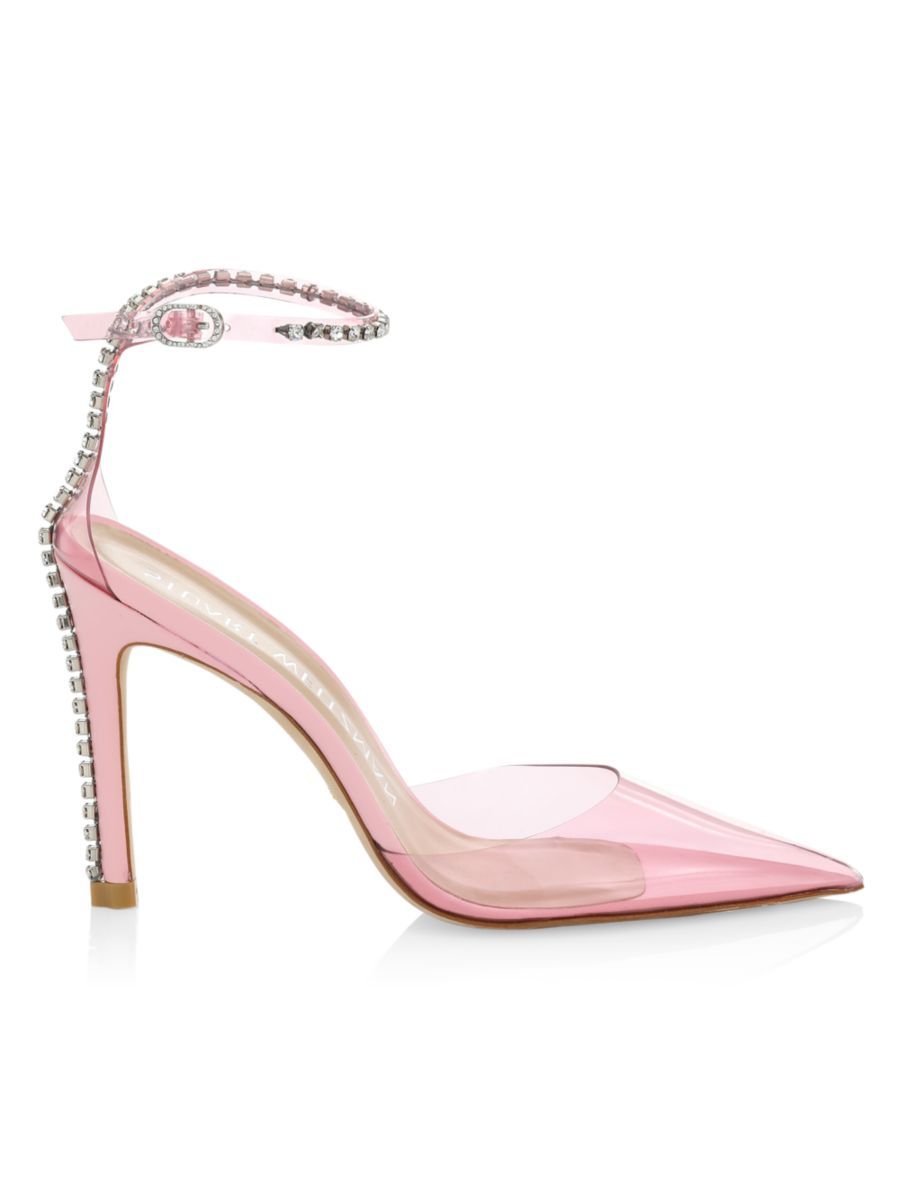 Stuart Weitzman Stuart Glam PVC Embellished Ankle-Strap Pumps | Saks Fifth Avenue