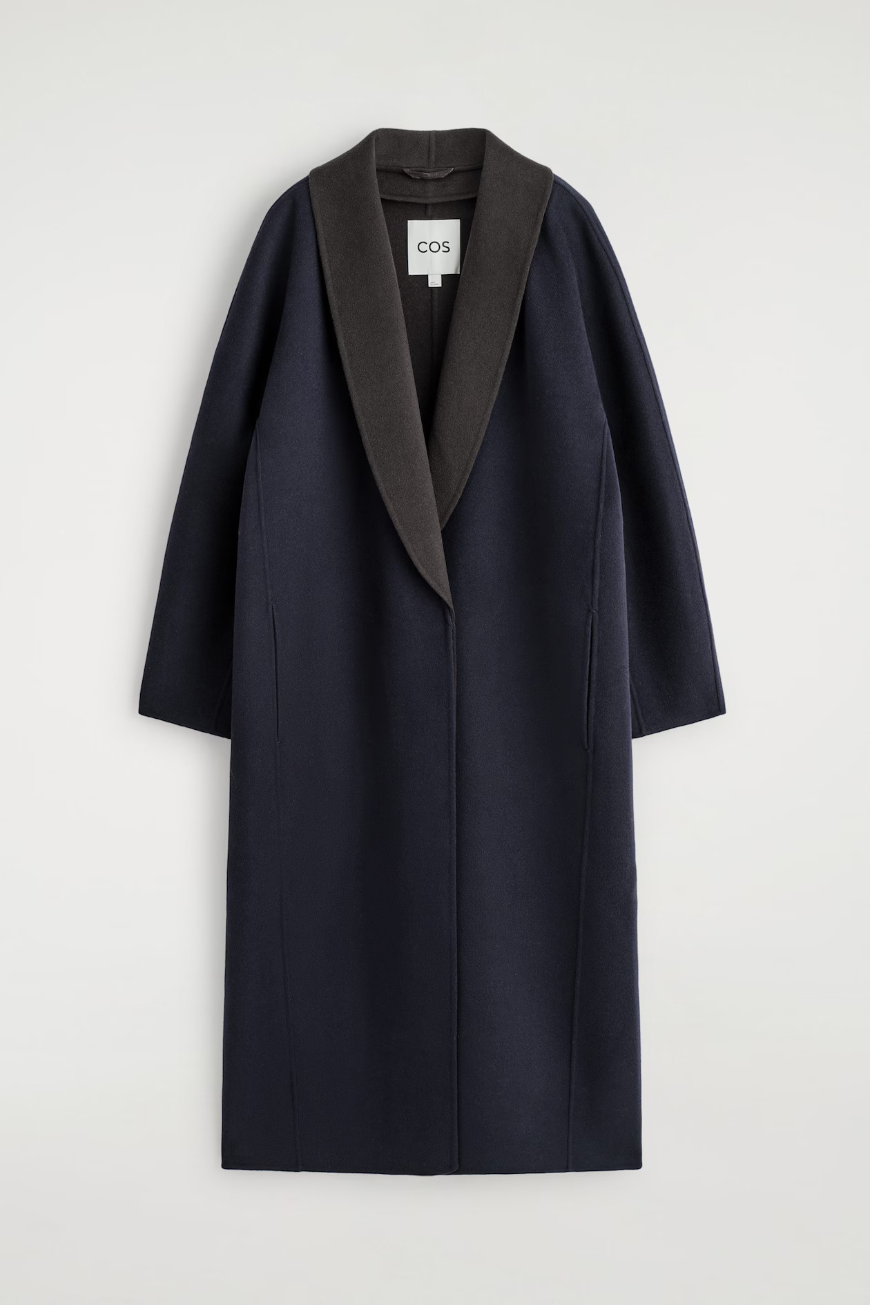 DOUBLE-FACED WOOL SHAWL-COLLAR COAT - NAVY / BROWN | COS GB | COS UK