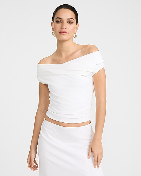 Off The Shoulder Crossover Front Pleated Top | Express