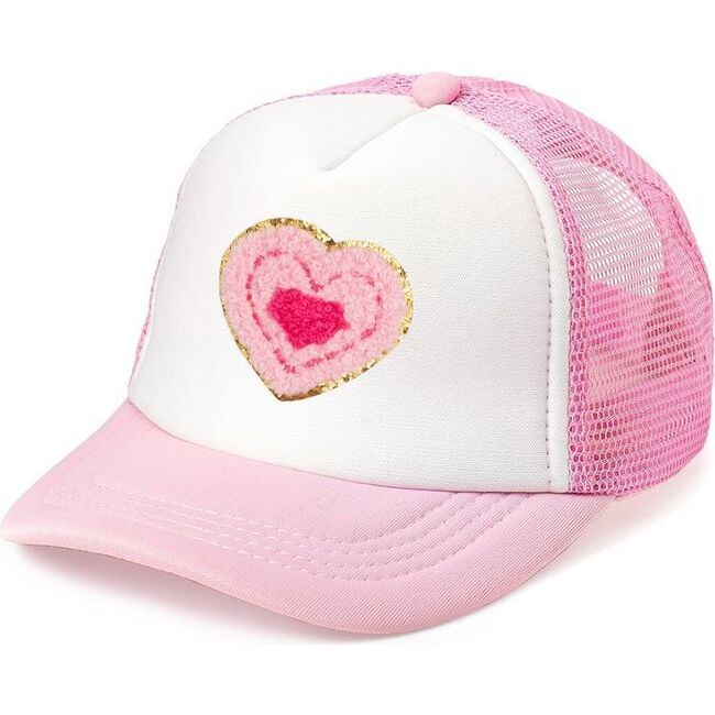 Multi Heart Patch Trucker Hat, Pink | Maisonette