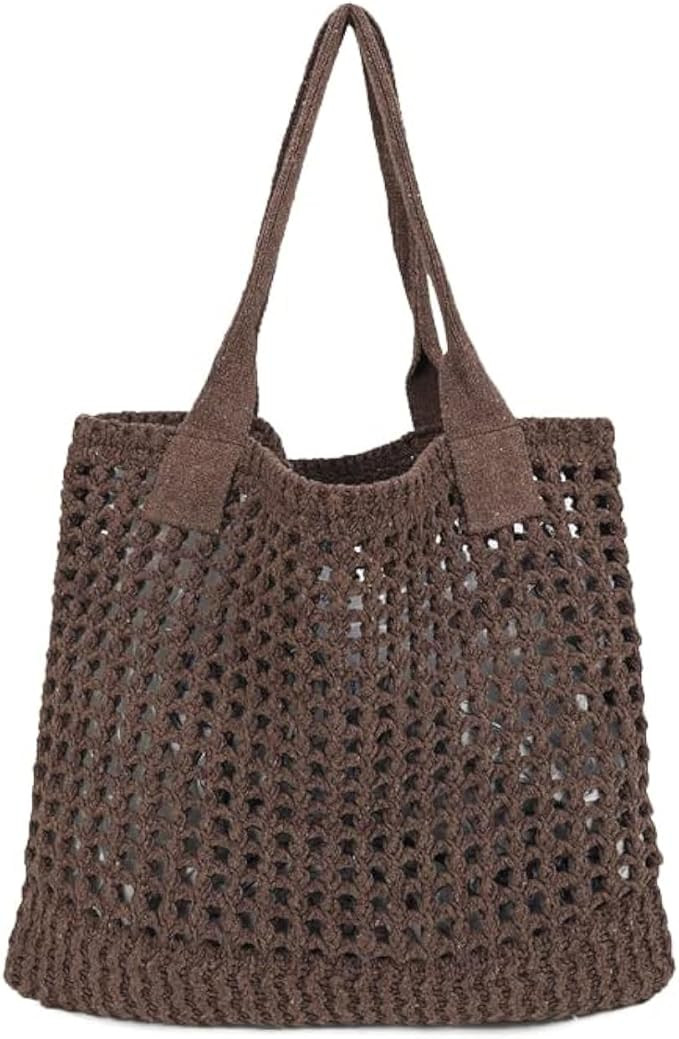 ENBEI Women's Beach Tote Bag, Crochet Knit Hollow Design, Stylish Tote for Beach,Travel and Every... | Amazon (US)