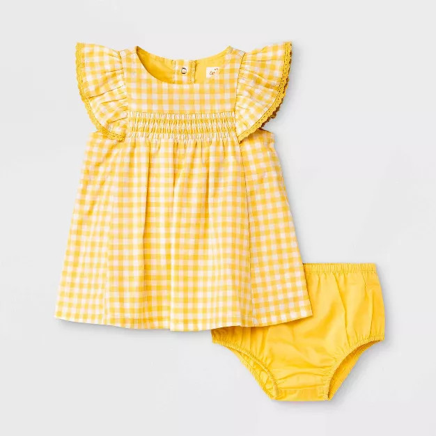 Baby Girls' Gingham Smocked Dress - Cat & Jack™ Yellow | Target