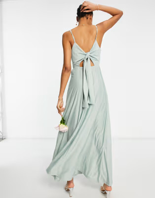 ASOS DESIGN wrap front tie back maxi dress in sage green | ASOS | ASOS (Global)