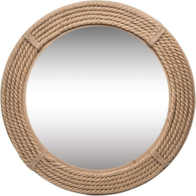 Foreside Home & Garden 23.75 inch Diameter Round Wrapped Rope Wall Mirror, Brown | Amazon (US)