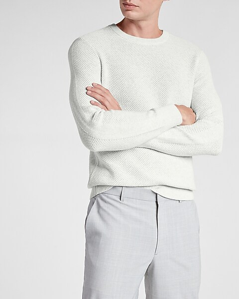 Heathered Seed Stitch Crew Neck Sweater | Express
